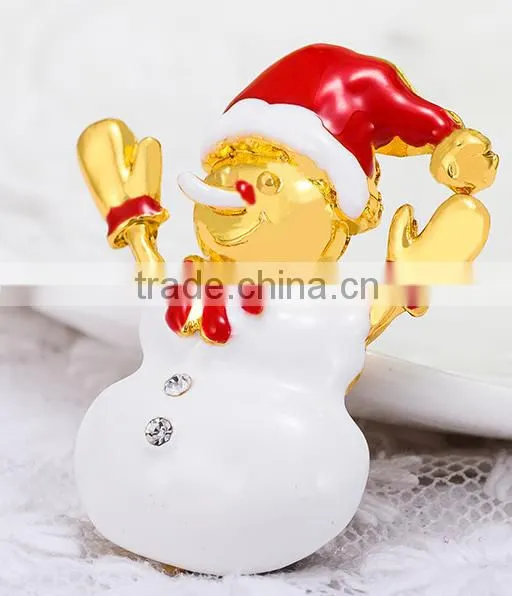 Hooray Red Hat Snowman Gold Plated X'mas Brooch photo-3