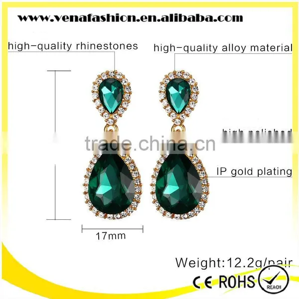 Peacock Color Good Quality Colorful Artificial Crystal Women Earrings photo-3