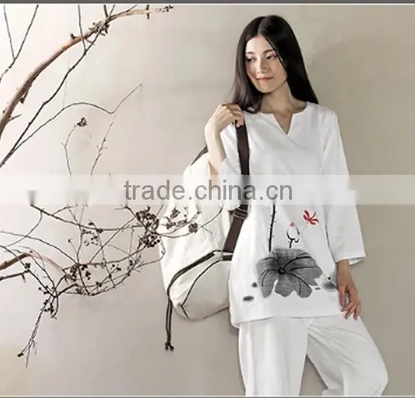 Wholesale Custom High Quality White Large Capacity Sling and Double Shoulders Cotton Canvas Yoga Bag Backpack photo-3