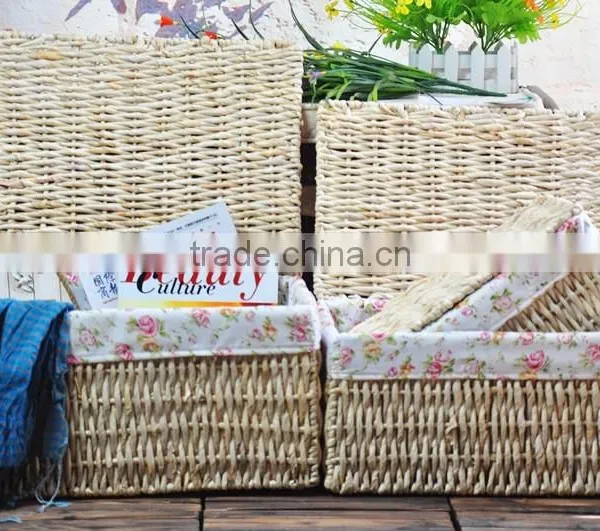 100% Cotton Storage Basket Beige Corn Bran Woven Baskets Factory Price photo-4