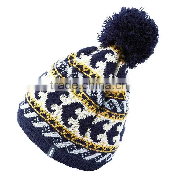 Knitted Cap With Pompon