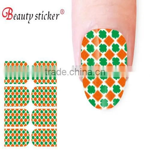 Temporary UK Clover Sticker for Fingers Green Floral Nail Stickers photo-5