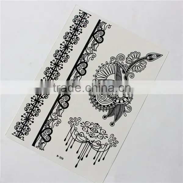 Martial Arts Fans Black Water Transfer Temporary Bridal Lace White Sexy Durable Tattoo Sticker photo-4