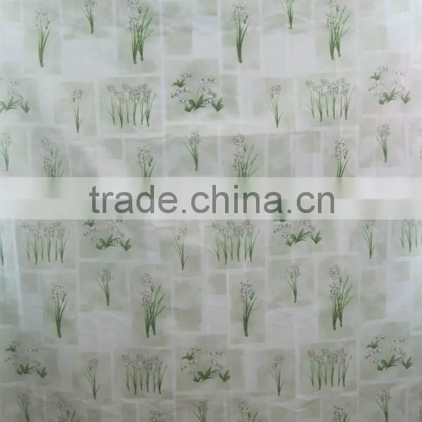 Plant Design Polyester Shower Curtain With Resin Hooks