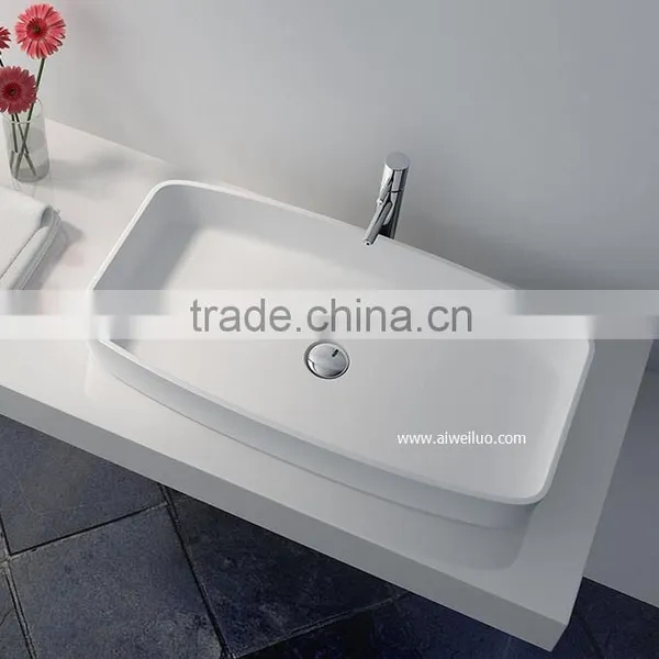Modern Acrylic Solid Surface Wall Hung Wash Basin,Solid Stone Resin Wash Basin photo-3