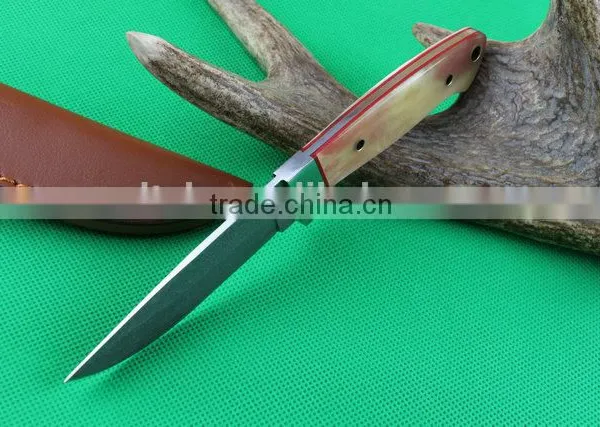 OEM Damascus Blank Blade Knife With Leather Sheath photo-2