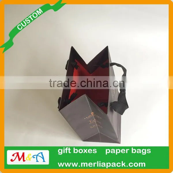 Accept Custom Order Gift Bags Polyester Sation Ribbon Knotted Black Eyelets Bags photo-3