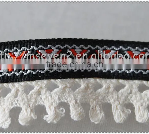 Hot Selling Elegant Jacquard Cotton Tassel Trim, Chemical Cord Trim With Jacquard Fringe for Clothes photo-3