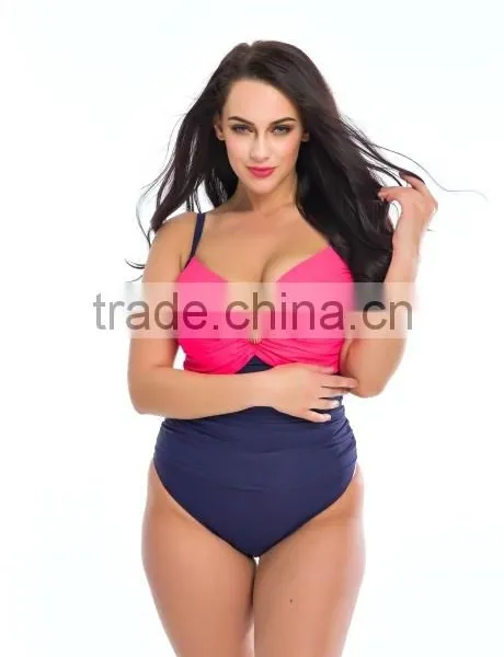 2016 Hot Sexy Fat Women One Piece Plus Size Swimwear photo-3