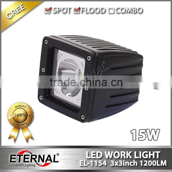 3x3in Sigle LED 15W Cube Pod Pillar 4x4 Jeep Off-road Powersports Motorsports ATV UTV SUV High Power LED Work Light Fog Lamp photo-2