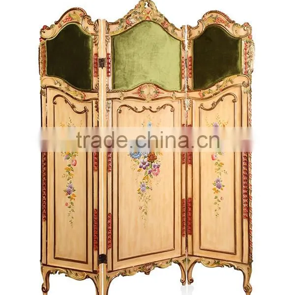 Antique Wooden Curio Floor Screens, Luxury Gold Painting Decorative Folding Screen, Classical Furniture Wood Carved Screen photo-4