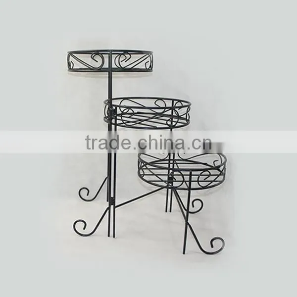 3 Tier Decorative Black Metal Plant Stand Flower Stand Multi Planter Flower Pot Racks photo-2