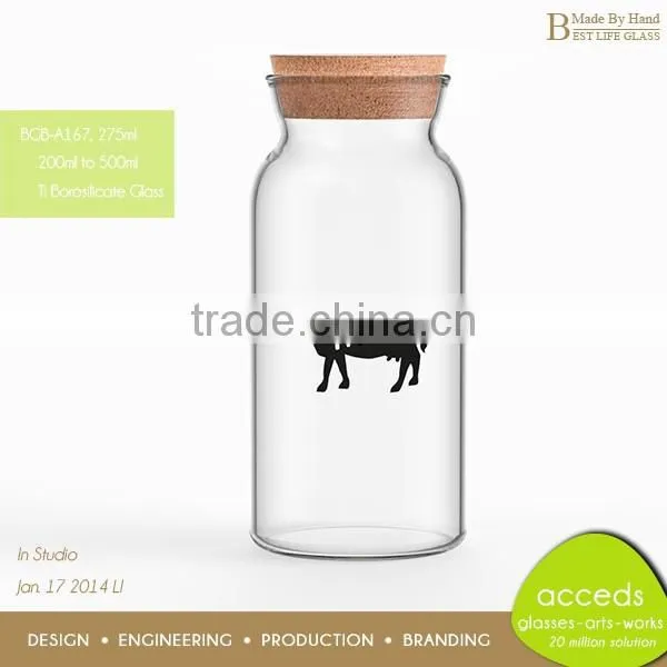 Buy Big Airtight Glass Milk Bottle With Wooden Lid photo-6