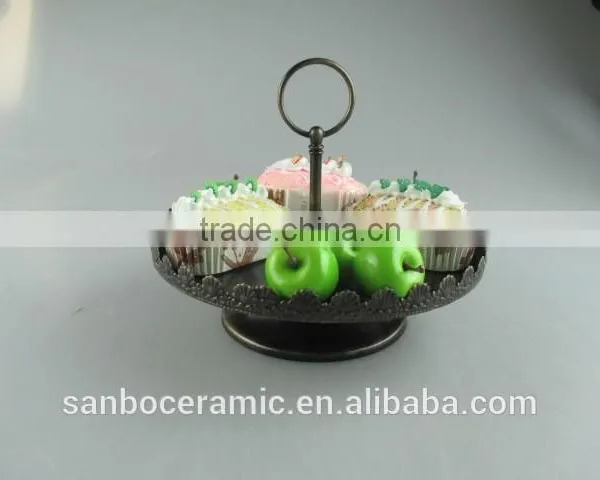 Metal Wedding Cake Stand, Mini Cute Iron Black Antique Style in One Tier photo-2