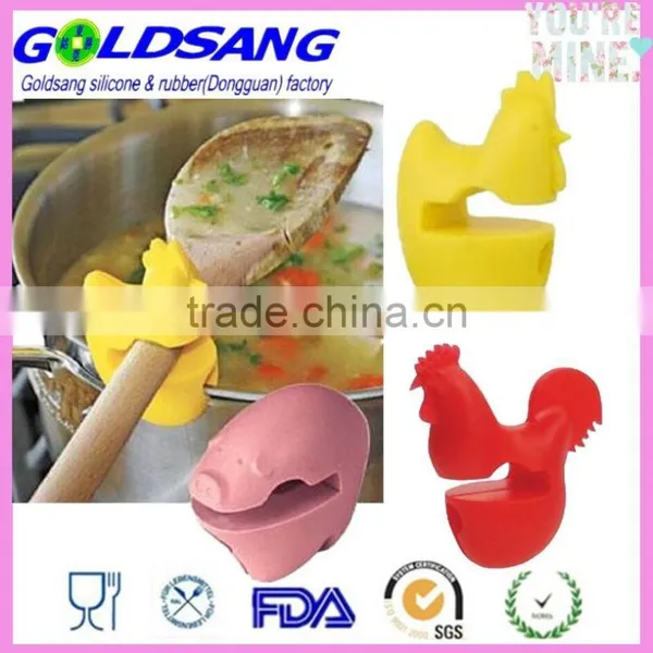 Silicone Hen or Pig Pot Clip Heat Resistant Spoons Holder photo-3