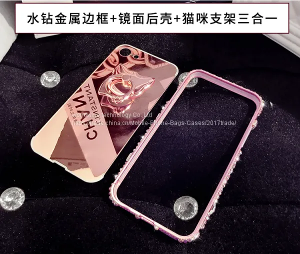 Metal Bumper Frame Mirror Surface Cell Phone Cover Case Diamond Mobile Phone Cases for IPhone7/7Plus/6/6s/6plus/6splus photo-4