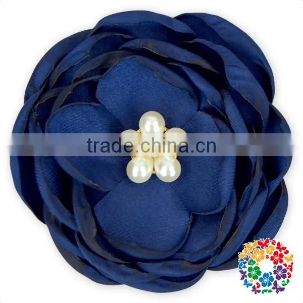 Ivory Pearls Center Satin Ribbon Handmade Flowers photo-2