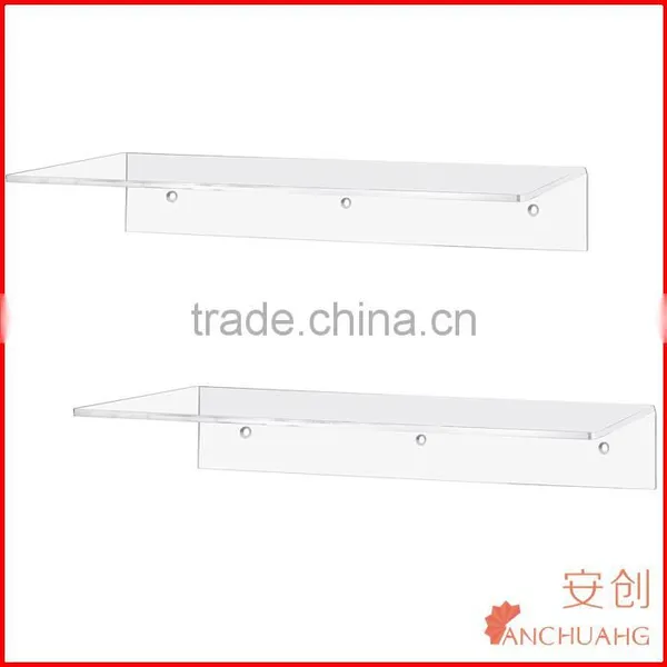 Clear Acrylic Floating Shelf / Wall Mounted Display Organizer, Set of 2 photo-2