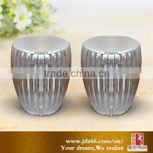 Silver Color Chinese Cermaic Barrel Stool photo-4