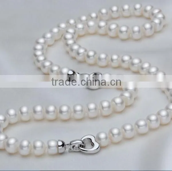 Simple 9-10mm Necklace Bracelet Freshwater Pearl Set photo-3