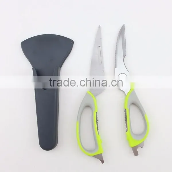 Green Handle Stainless Steel Blade Magnetic Kitchen Scissors With Cover photo-6