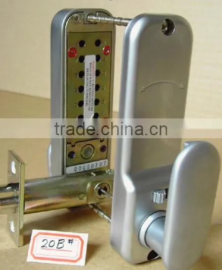 UK Push Button Mechanical Keyless Locks Stain Chrome for Hotel Door Lock photo-2