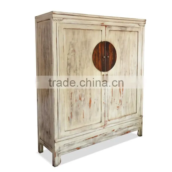 Cabinet Wardrobe Oriental 2 Doors White Antique Mahogany Wood Furniture, Wooden Furniture Japan Style photo-2