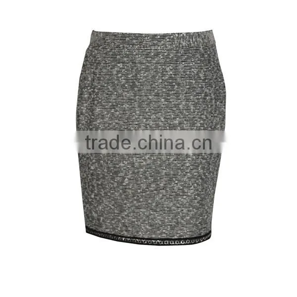 Ladies Latest Design Grey Yarn Tye Polyester Spandex Skirts photo-4