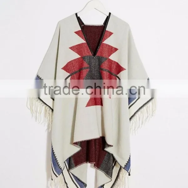 Fashion Batwing Sleeve Ladies Lapel Loose Cloak Cape Winter Poncho Coat Outwear Hooded Shawl Embroidered Jacket Women's Cloak photo-2