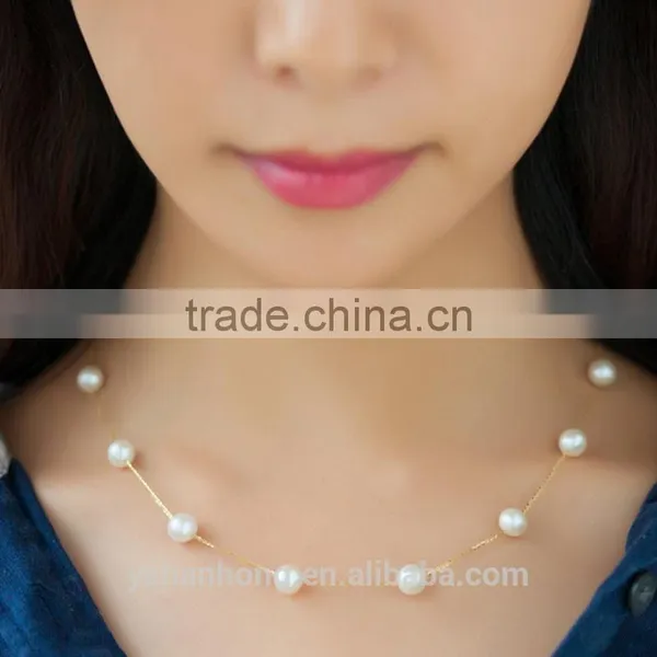 Natural Freshwater Pearl Necklace S925 Silver Clavicle Chain 2016 photo-2