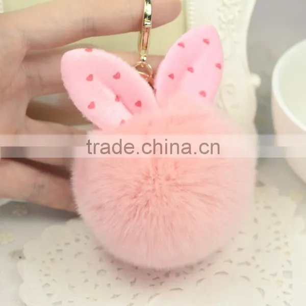 Myfur Baby Blue Cute Size Wholesale Cheap Rabbit Fur Ears Key Chain Car Decoration photo-2