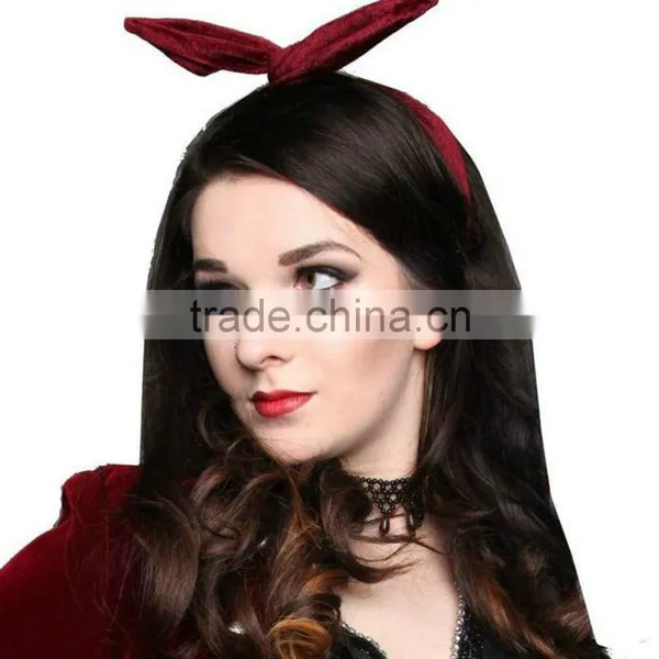 Fashion Women Velvet Headbands Rabbit Ears photo-2