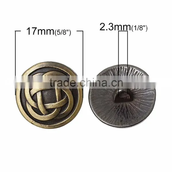 Custom Round Antique Bronze Chinese Knot Pattern Carved Sewing Metal Buttons photo-2