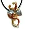 Pewter Gold Double Dragon Necklace
