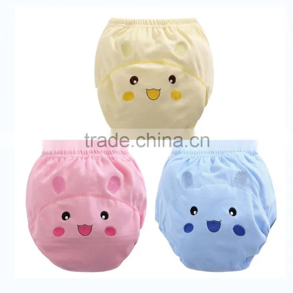 Pink Color Design Embroidered Soft Cotton Waterproof Reusable Baby Cloth Diaper photo-2