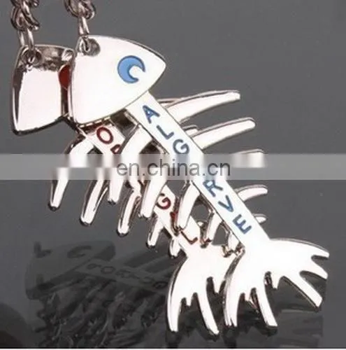 Fashion New Personality Fish Bone Shape Alloy Keychain Couple Valentine's Day Gift