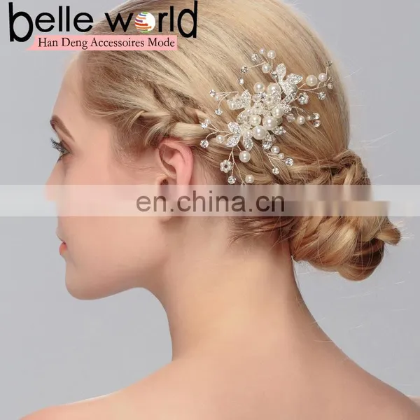Bride Pearl Floral Hair Accessories Hair Fork Decoration Wedding photo-3