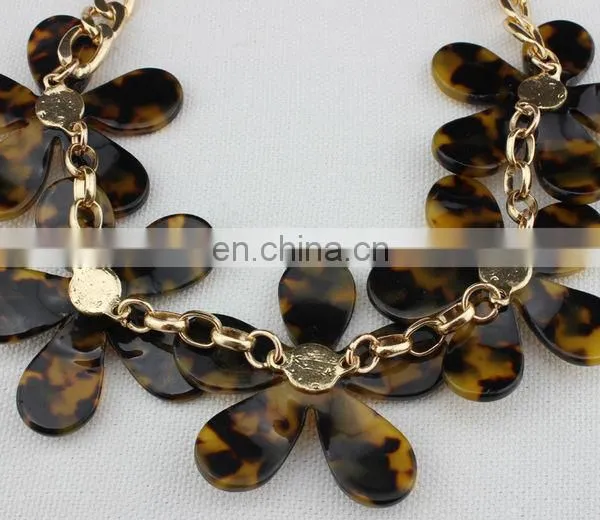 Wholesale Tortoise Shell Jewelry,tortoise Shell Resin Flower Necklace photo-3