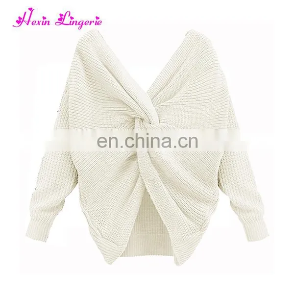 Guangzhou Factory White Long Sleeves Cashemere 100% Latest Design Ladies Sweater photo-3