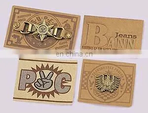 Jeans Fake Leather Patch With Metal Logo Fashionable Leather Badge for Garment photo-2