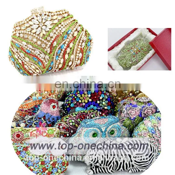 2015 Colorful Luxury Clutch Purse Crystal Stone Evening Bag