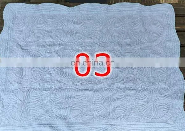 36*46inch INS Embroidery 100% Cotton BABY QUILTS Blanks Blanket Scalloped Quilted Baby Blanket Shower Cover Gift for Baby photo-5