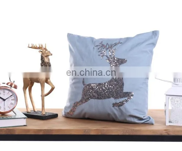 Christmas Mermaid Sequin Throw Wholesale Pillow Cases With Elk Pattern Cushion Cover Decor photo-6
