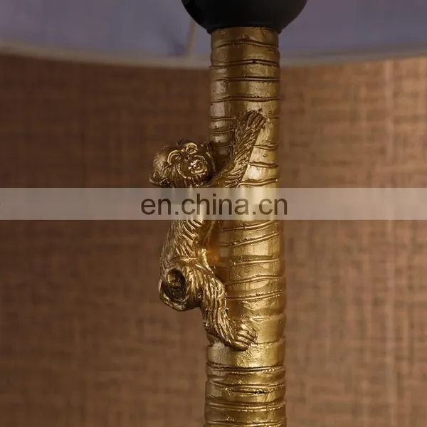 Popular Design Coconut Tree Shape Lovely Gold Monkey Decorative Resin Retro Nightstand Lamps photo-6