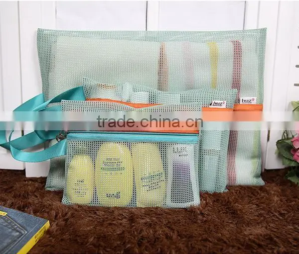 Good Bag 4 Pcs/set Portable Handle Mesh Travel Pouch Tote Bag Packable Zipper Toiletry Tote Underwear Organizer Storage Bag photo-3