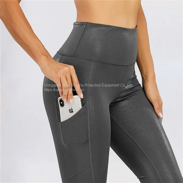 High Strength Sports Yoga Leggings With Pockets Women Workout Shiny Pants photo-2