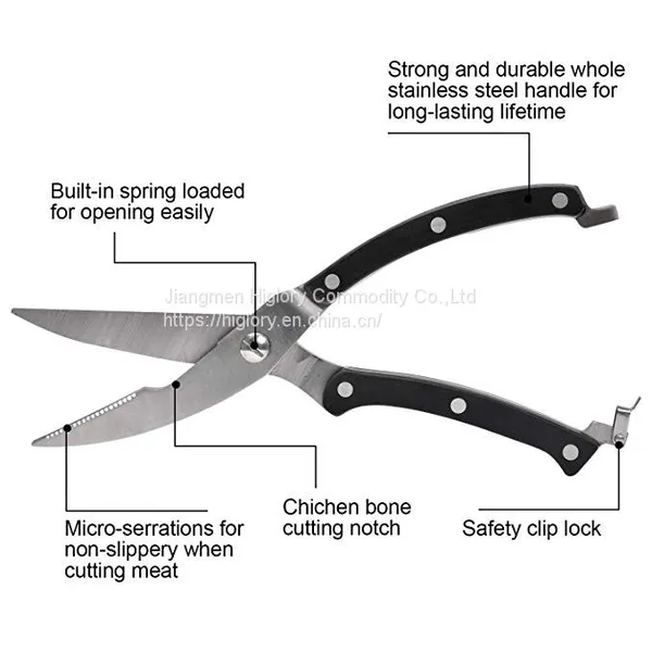 Hot Sale Heavy Duty Stainless Steel Kitchen Shears Poultry Scissors With Spring Loaded Handle photo-4