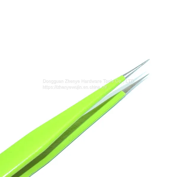 Small Tweezers for Hand Account Guka Cute Manual Diy Sticker Point Elbow Hand Account Clip Tool Sewing Grafting False Eyelashes Green Straight Head photo-3