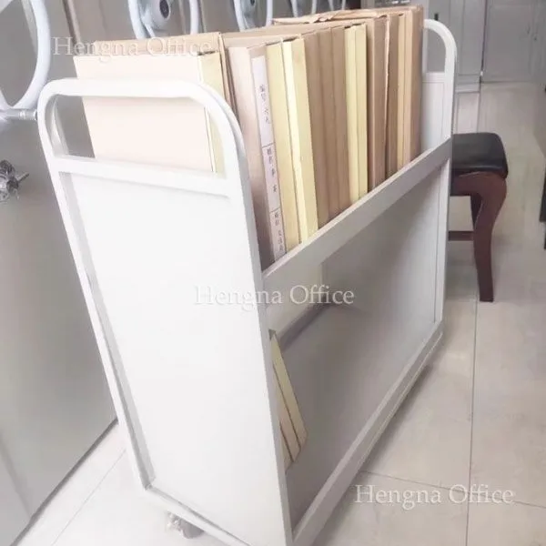 Metal Library Cart: Premium Quality Rust Proof | Rolling Book Organization Trolley| V Shaped Sloped Shelves With Handle For School &Law Firm photo-2