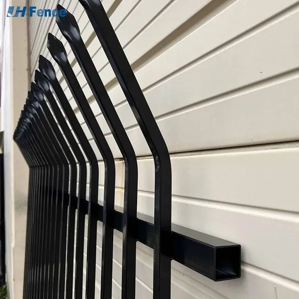 6ft Tall 8ft Wide Galvanized Flat Top Steel Fence Modern Spear Top Zinc Steel Metal Picket Fence photo-2
